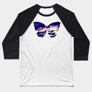 Watercolor Clouds and Butterfly Baseball T-Shirt